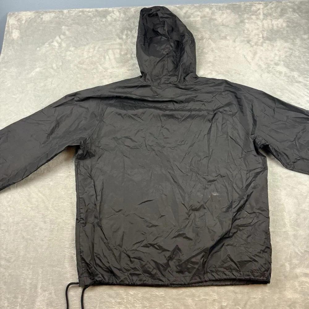 MV Sport Hooded Pullover Windbreaker Jacket Black Nylon Packable Anorak Large